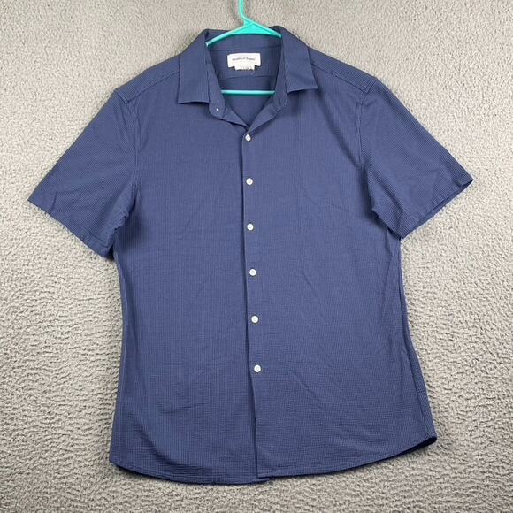 Ministry Of Supply Short Sleeve Button Shirt Men’s Small Cotton Coolmax Blue - Picture 1 of 8